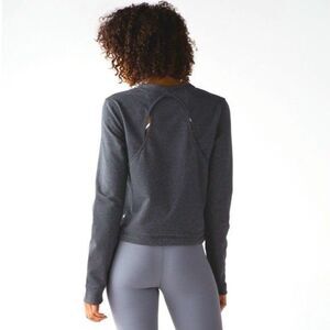 Lululemon Getaway Crew Womens Small Heathered Black Open Back Long Sleeve Top
